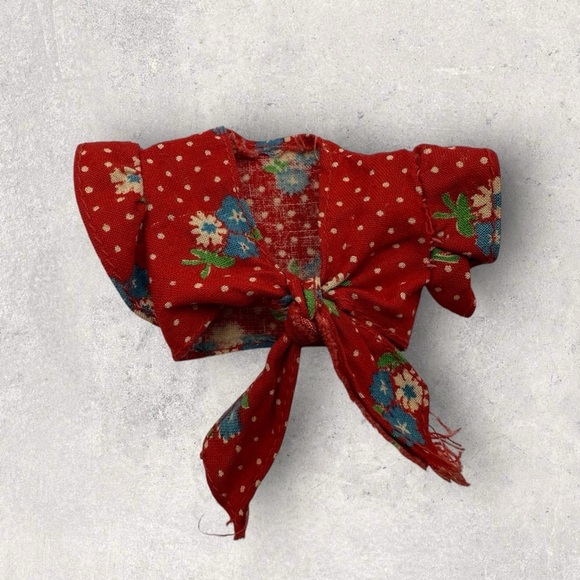 Vtg BARBIE BEST BUY #7209 Blue And Red Floral Polka Dot Swirl skirt  top 1975 - Picture 5 of 8